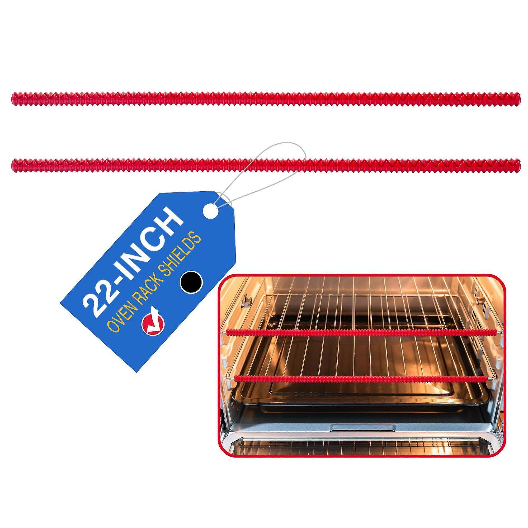 烤箱架盖，超长，55.9 厘米（2 件），耐热硅胶烤箱架盖，边缘保护，防止烫伤和疤痕（红色）