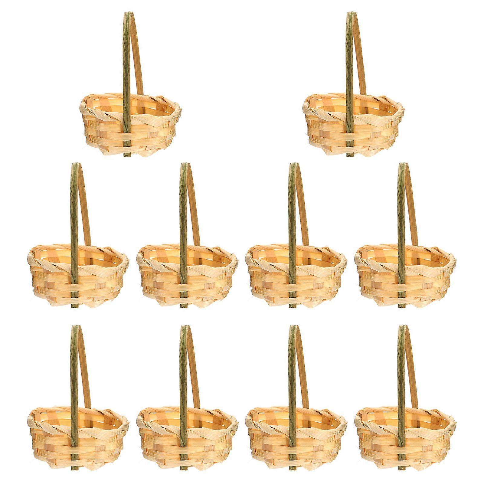 10Pcs Bamboo Woven Flower Storage Baskets Multi-functional Basket Storage Holders