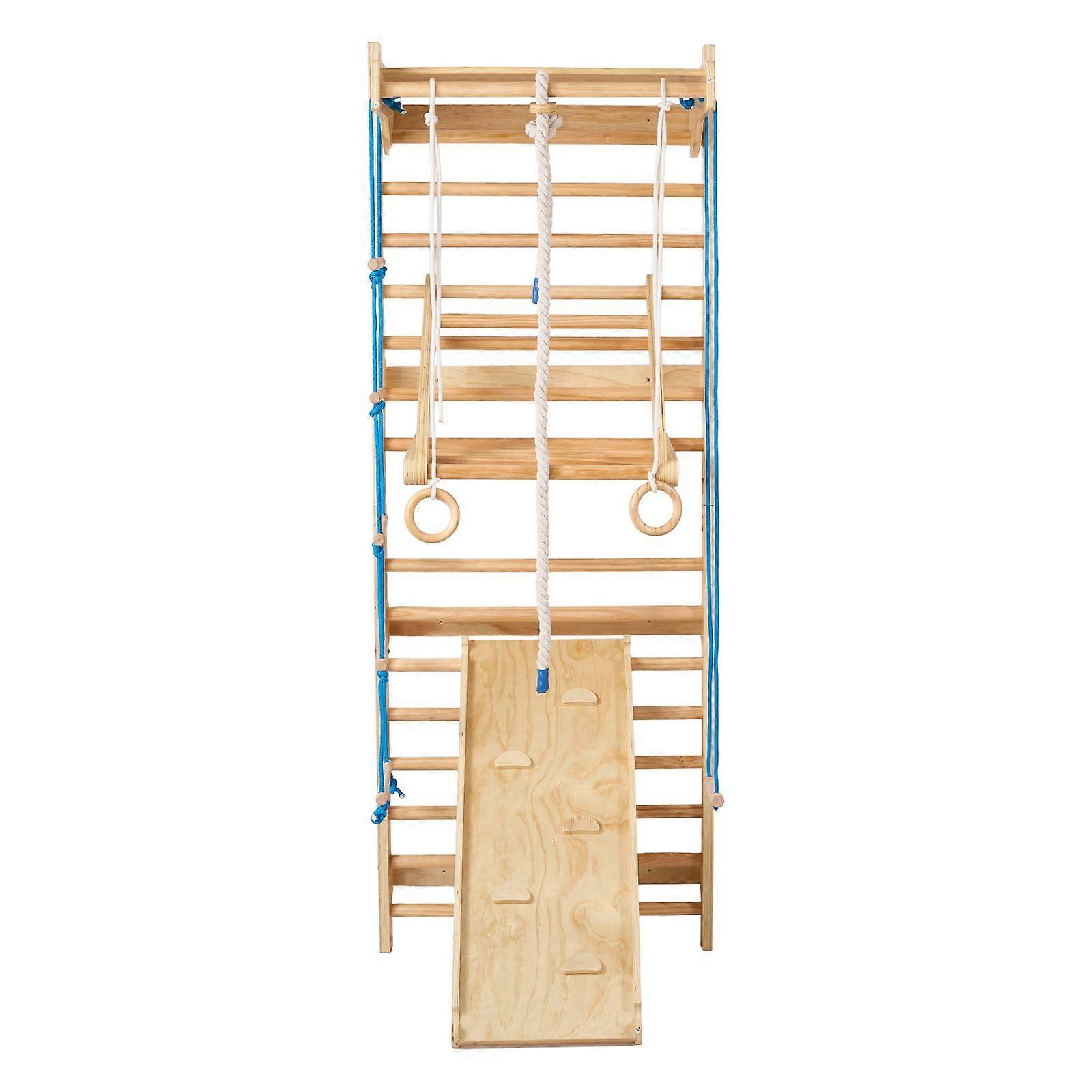 Szwedzka drabina ścienna Gym, 8-w-1 15-poziomowa kryta siłownia w dżungli z litego drewna, 220LBS Wall Stall Bars Zestaw do wspinaczki