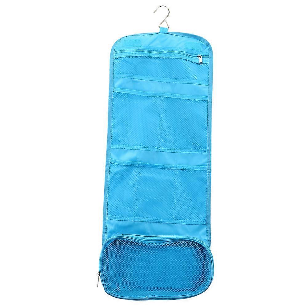 Portable Multi-Pocket Wall Hanging Cosmetic Organizer Bag, Blue