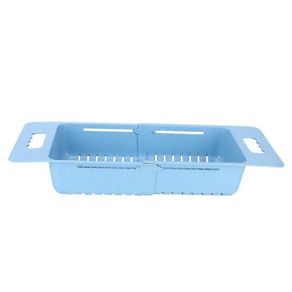 Expandable Dish Drainer Fruit Vegetable Storage Basket Home Kitchen Tool (Blue)