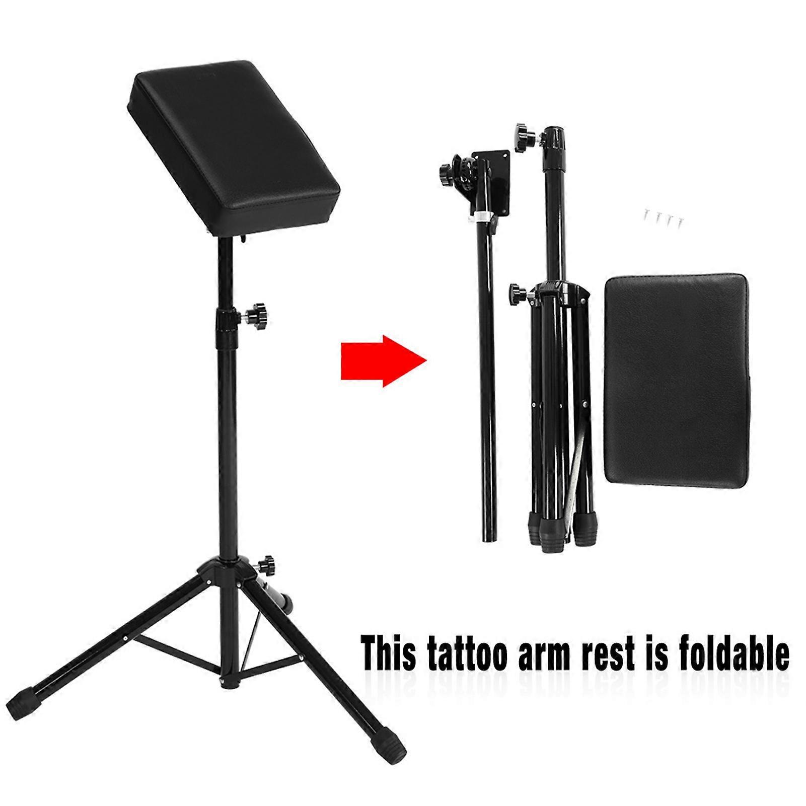 Adjustable Tattoo Armrest Stand 64-112cm Black Soft Pad Cushion