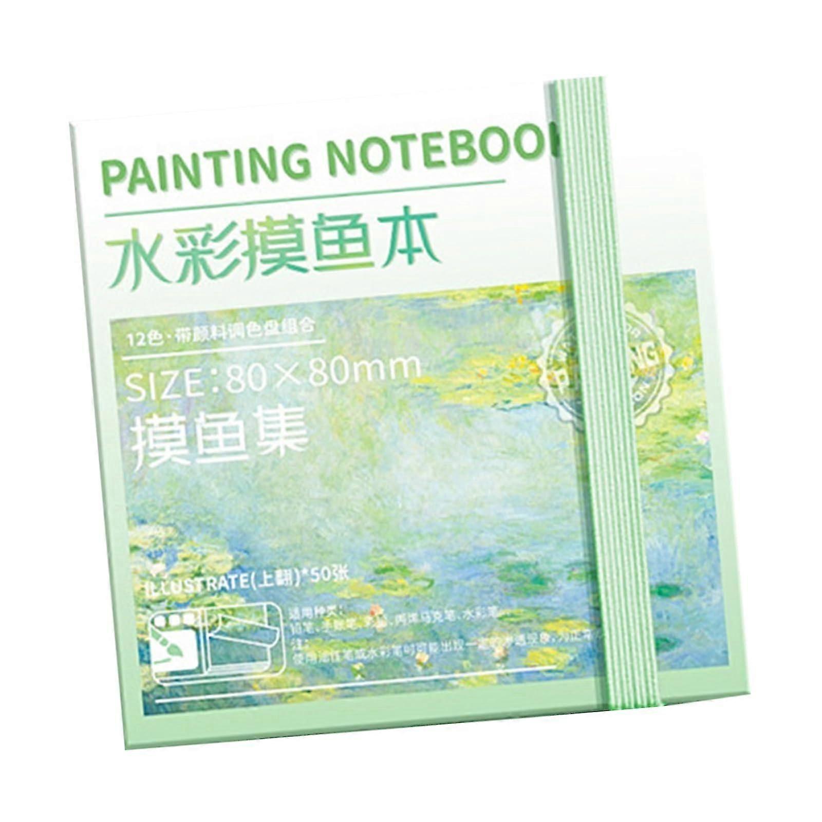 Portable watercolor sketchbook with 8/12 wells, mixing palette, 50 sheets, painting notebook for artists, students