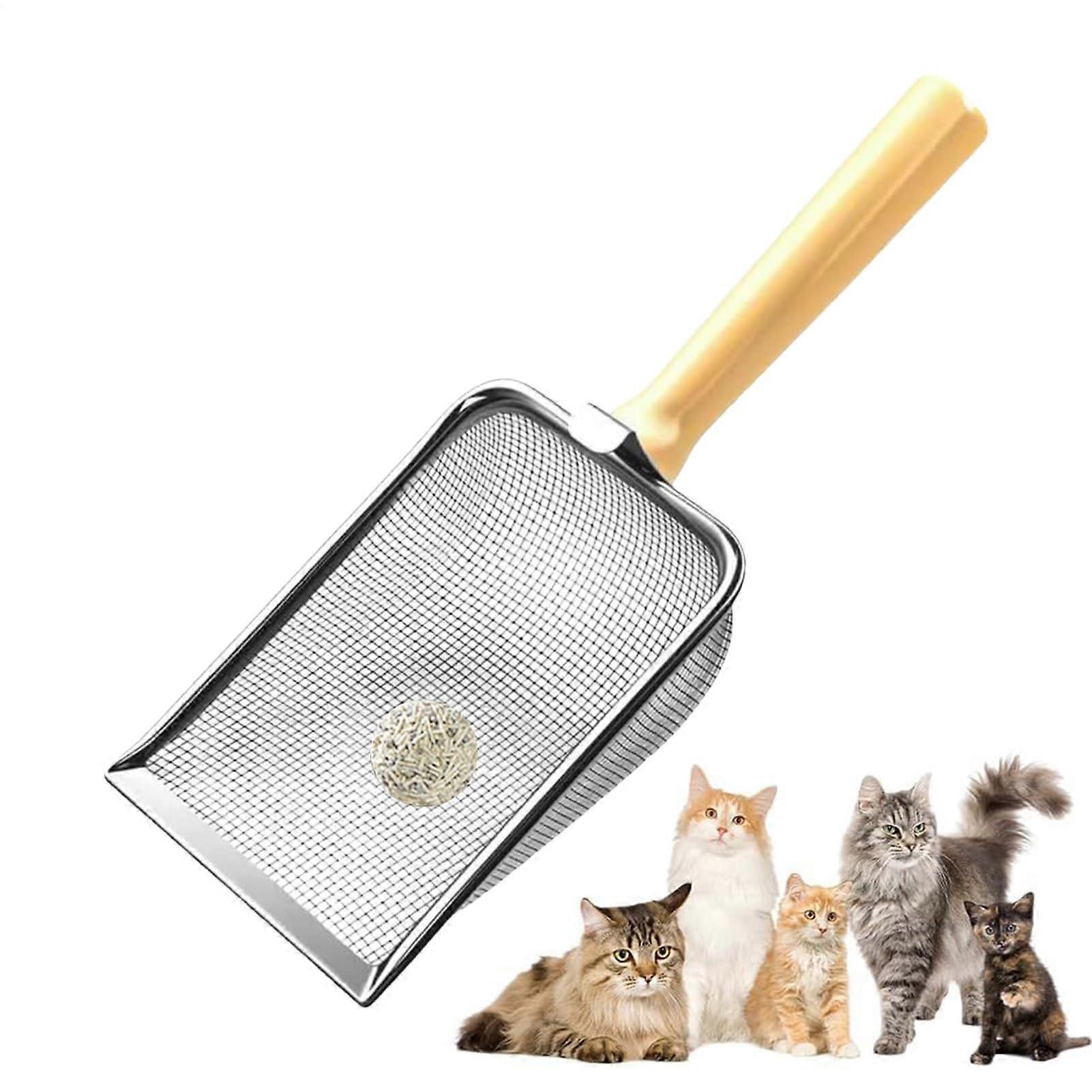Cat Scooper for Litter Box Stainless Steel Shovel, Comfortable Grip, Kitten Pooper Lifter, Multi-Cat Small Animal
