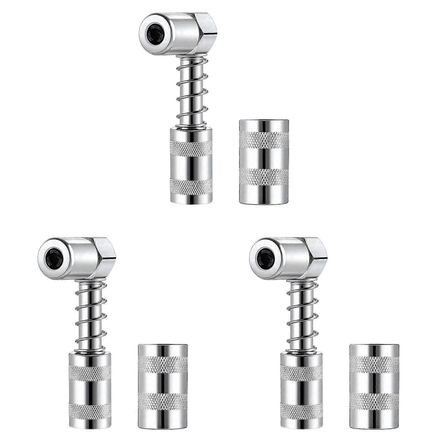 3X Grease Nozzle Adapter Grease Accessory 90 Degree Grease Coupler Adapter with Sleeve 3 Jaw Angle Grease Tool