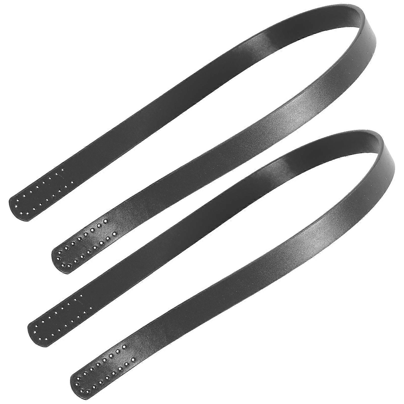 Purse Handles Rectangular Replacement Strap for Tote Bags Black Pu Durable Construction 2Pcs