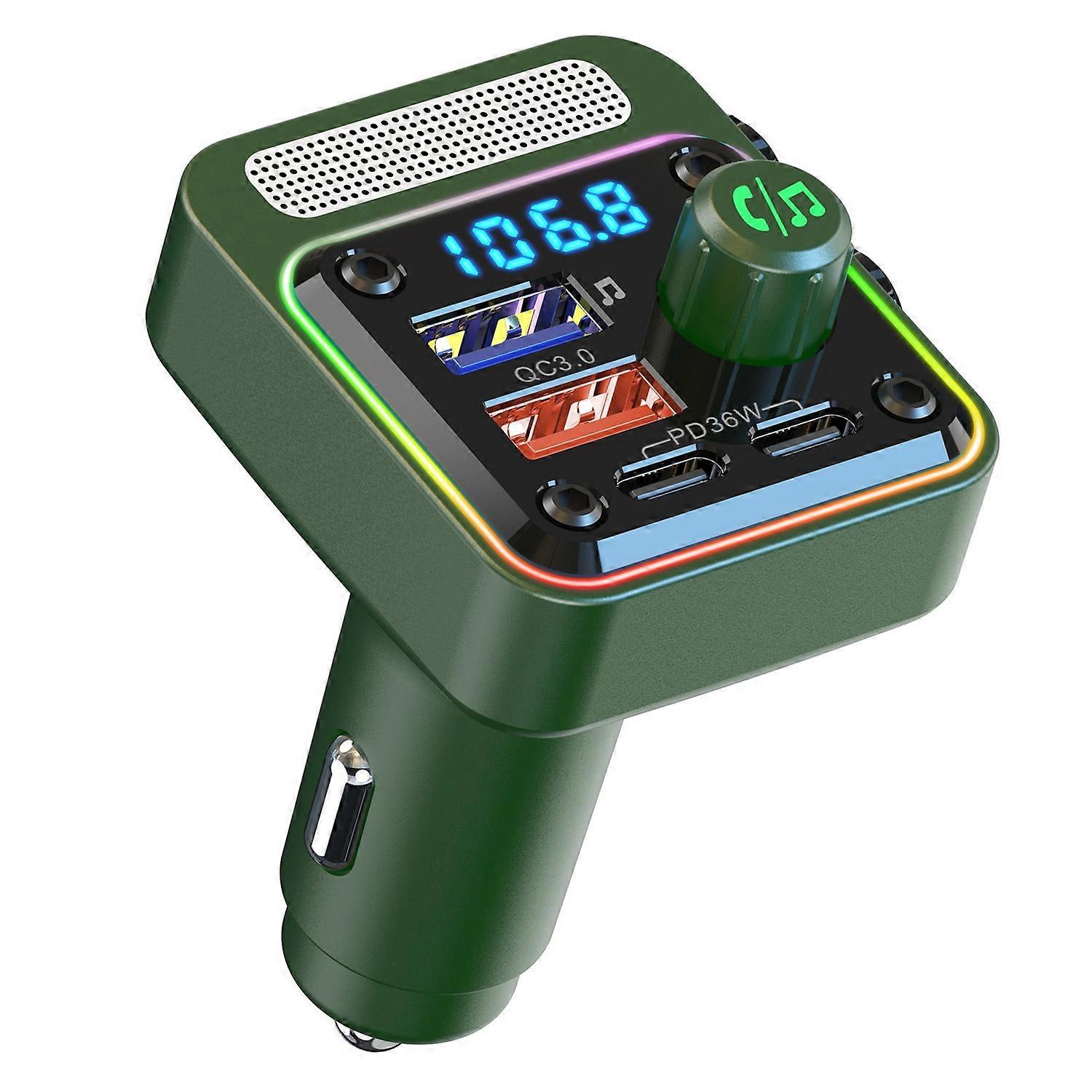 BC91 Car Bluetooth-compatible 5.3 Adapter FM Transmitter MP3 Player Dual PD Type-C+Dual USB Car Char