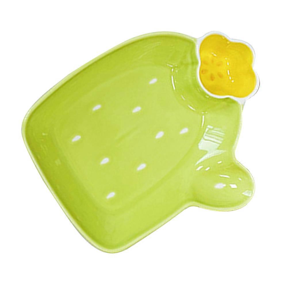 Grüner Keramik-Knödelteller mit Saucenteilung für den Heimgebrauch Multifunktionales Design