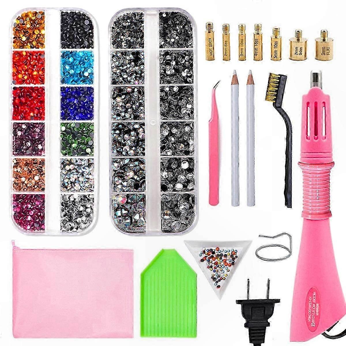 Rhinestone Applicator Kit with Adhesive Tips and Containers for Crafting Projects