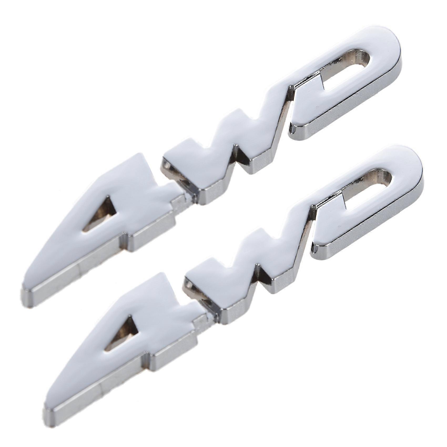 2X 4WD Displacement Car Chromed Emblem Badge Car Sticker Logo