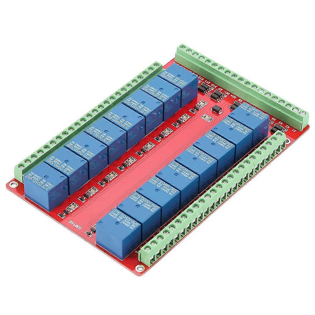 Isolated Type 16 Channel Relay Module Interface Board High/Low Level Trigger (DC 12V)