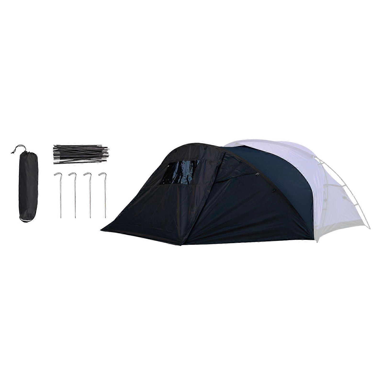 Easy To Set Up Outdoor Camping Tent with Extended Front for Family Beach Use, Black Frame, Strong Ventilation, 4-Person Capacity