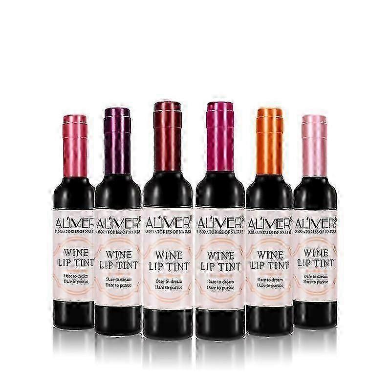 6 Colors Lip Gloss Set, Wine Lip Tint, Wine Lipstick, Matte Long La...