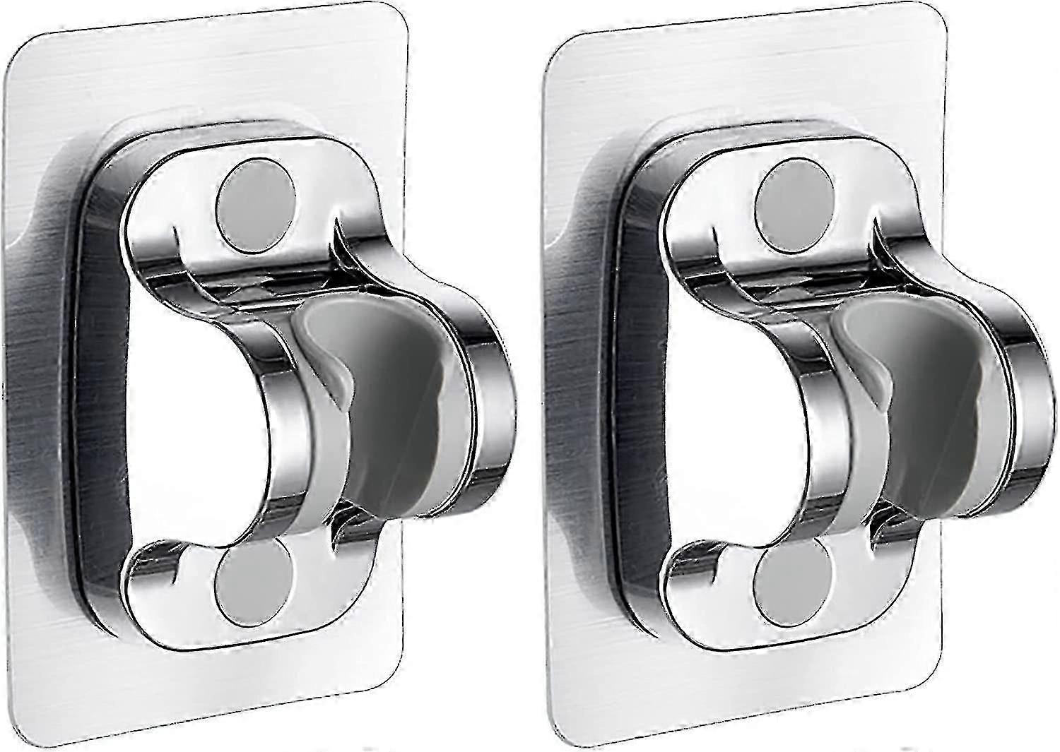 2 Pack No Drilling Shower Head Holder, 12cm, Strong Adhesive, Adjustable Angle (silver)