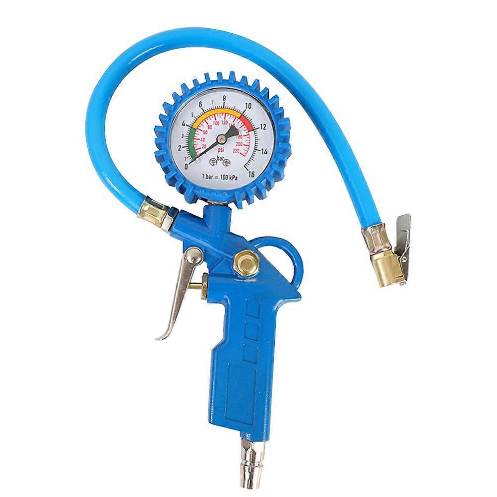Car Tire Pressure Gauge with Air Inflator Portable Auto Compressor Pump Air Compressor Dial Display for Car Motorcycles (Blue)