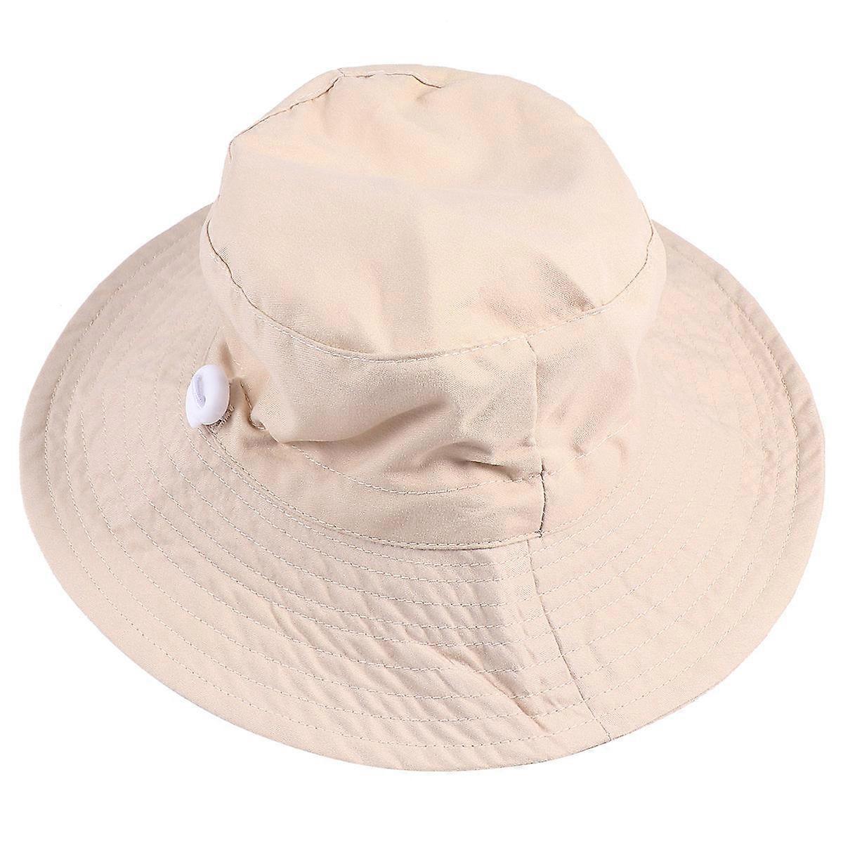 Toddler Sun Hat for Kids with Adjustable Strap and Wide Brim Protects from Sunlight Beige One Size Fits Most