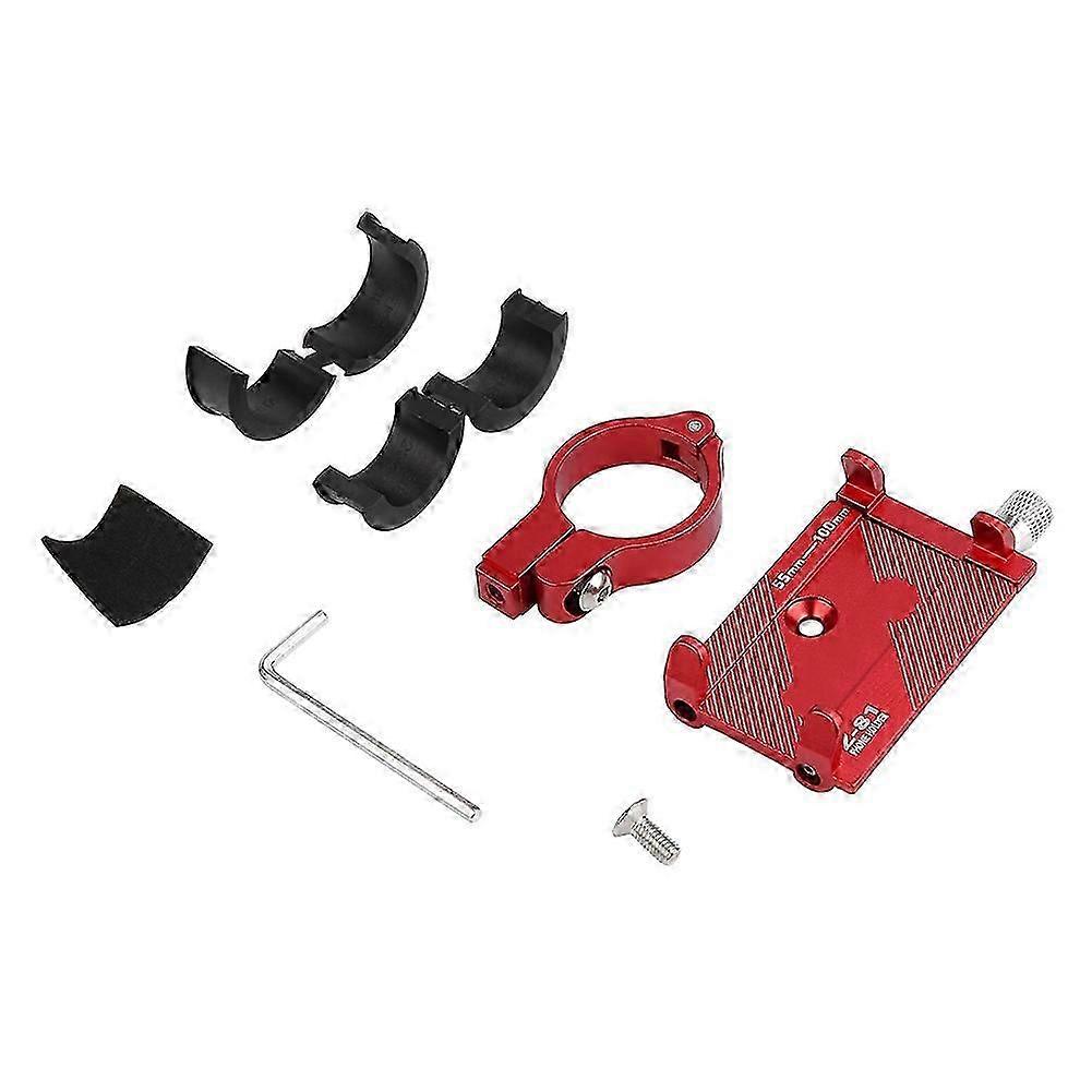 Aluminum Alloy Adjustable Bike Handlebar Phone Clip Bicycle Smartphone Mount Holder Stand Red