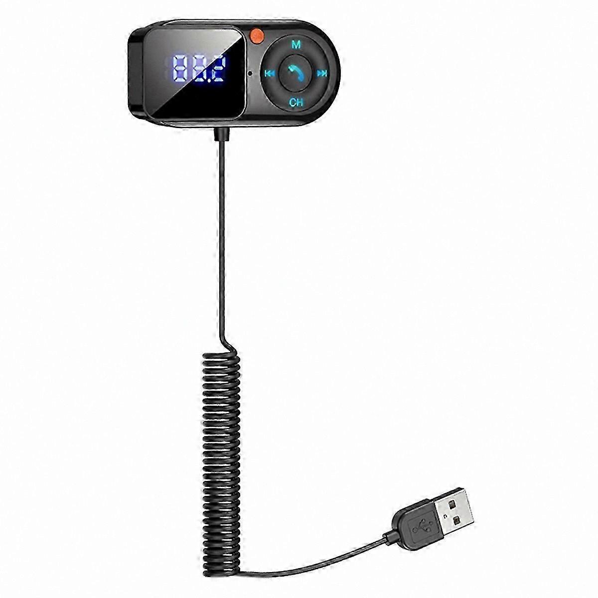 Bluetooth 5.0 FM Transmitter Wireless Car MP3 Player with LCD Display Hands-Free Kit AUX USB Charging Port Audio Adapter for Cars