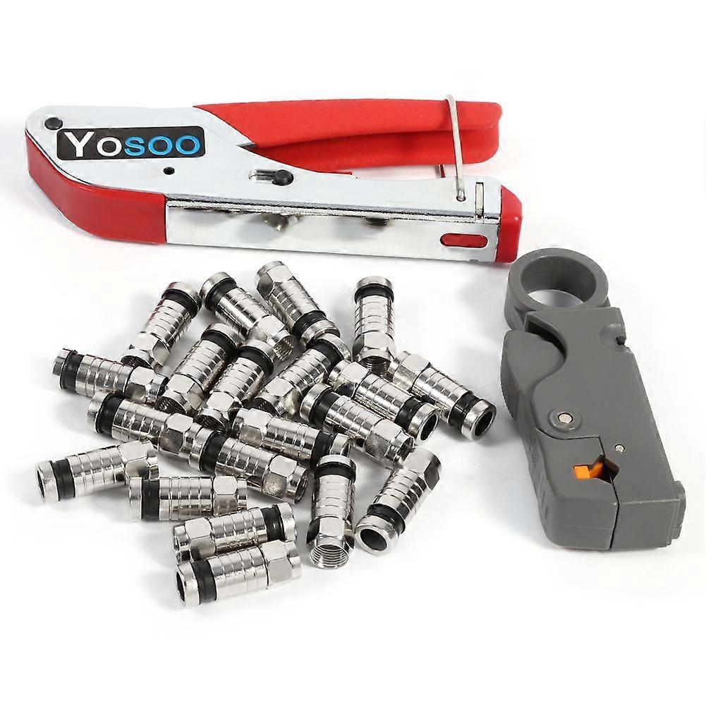 Compression Tool Kit F Type For RG58 RG59 RG6 Connectors Cable Stripper Coaxial Crimping Set