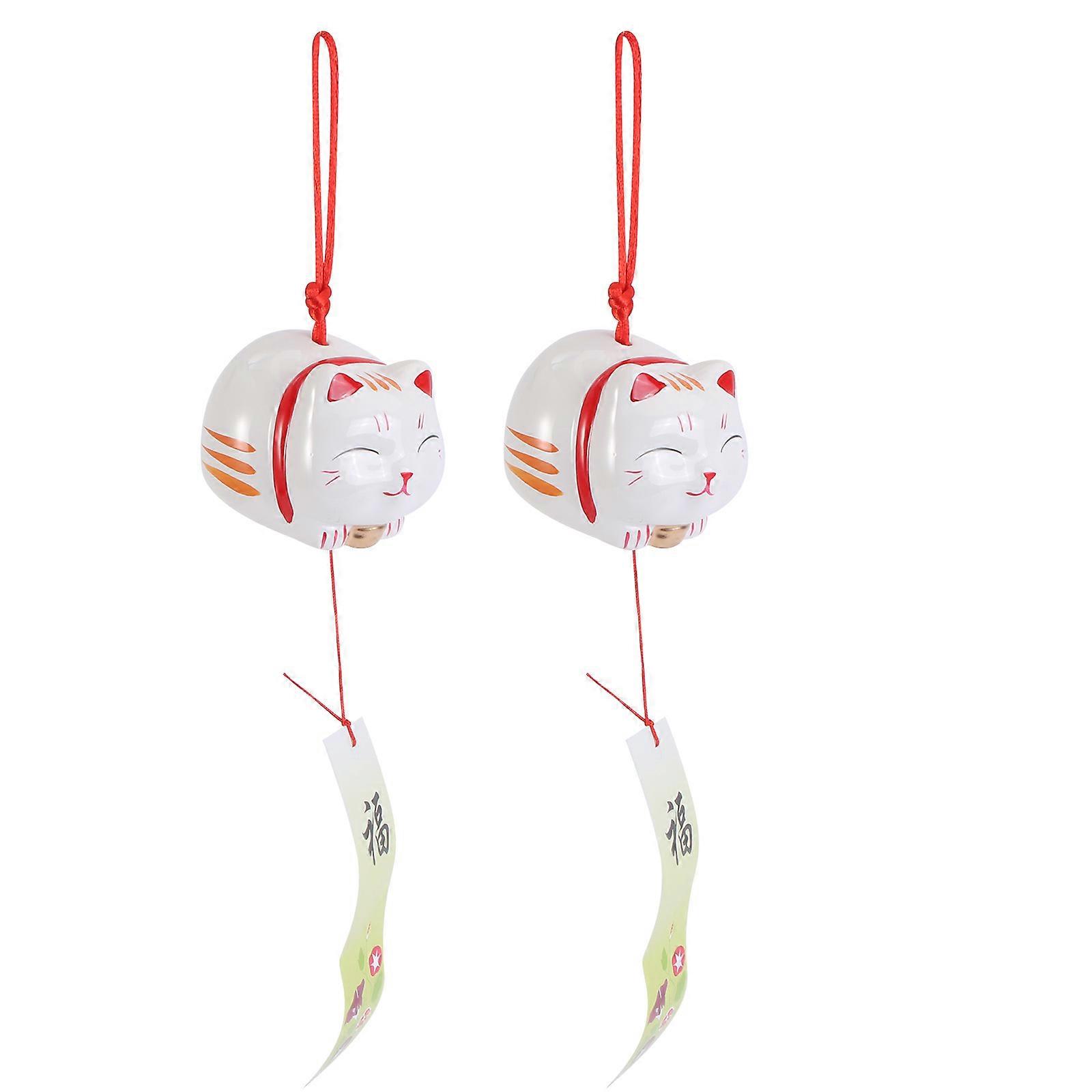 White Ceramic Hanging Cat Adornment for Home Decor 2Pcs