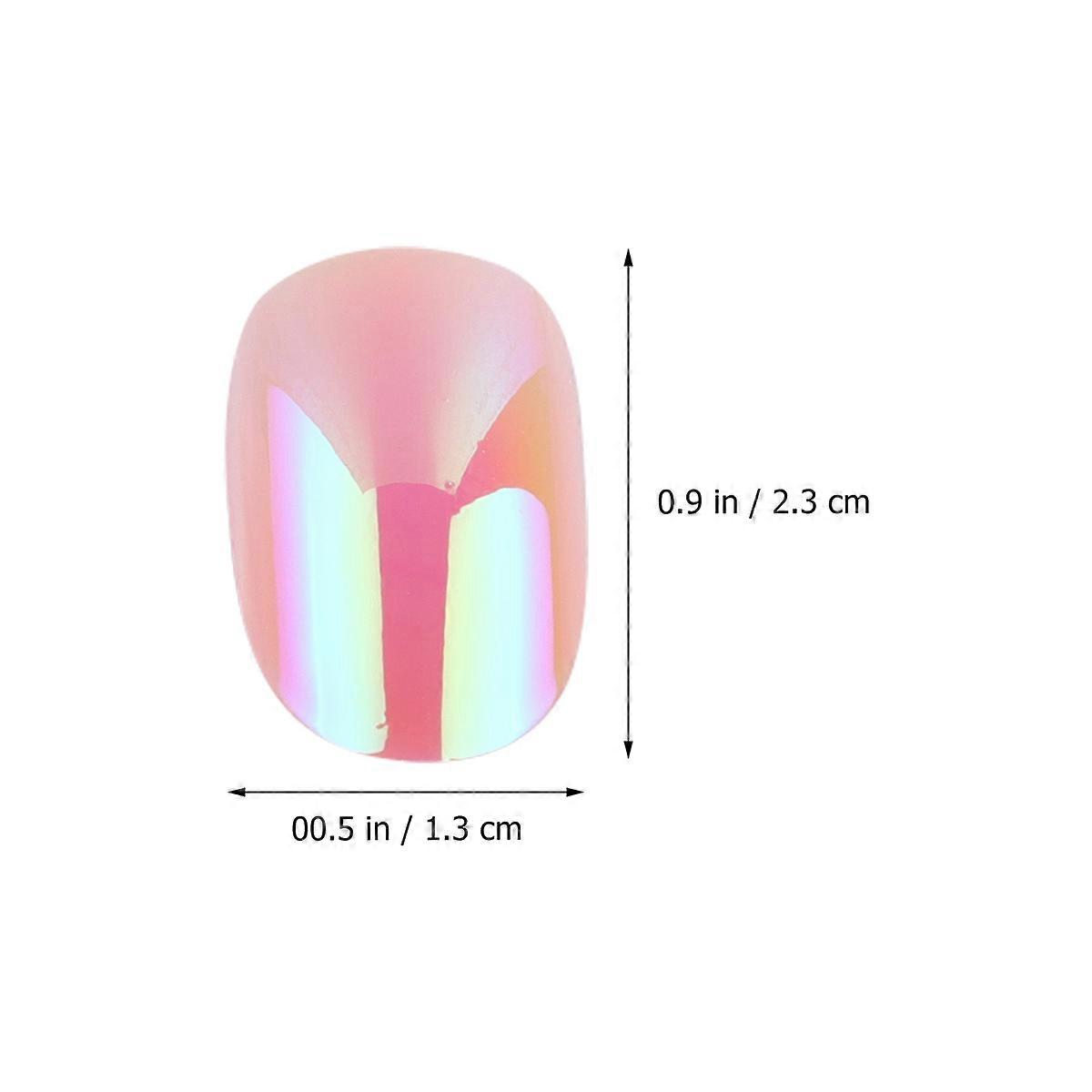 Pink Full Cover Rectangular Nails for Nails Daily Wearing 24Pcs