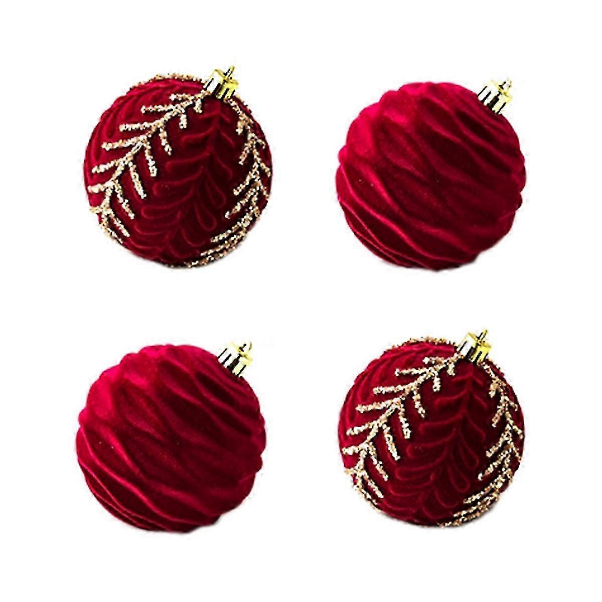 Christmas Balls Ornaments Wine Red Flocking Christmas Tree Decoration New Year Christmas Spheres