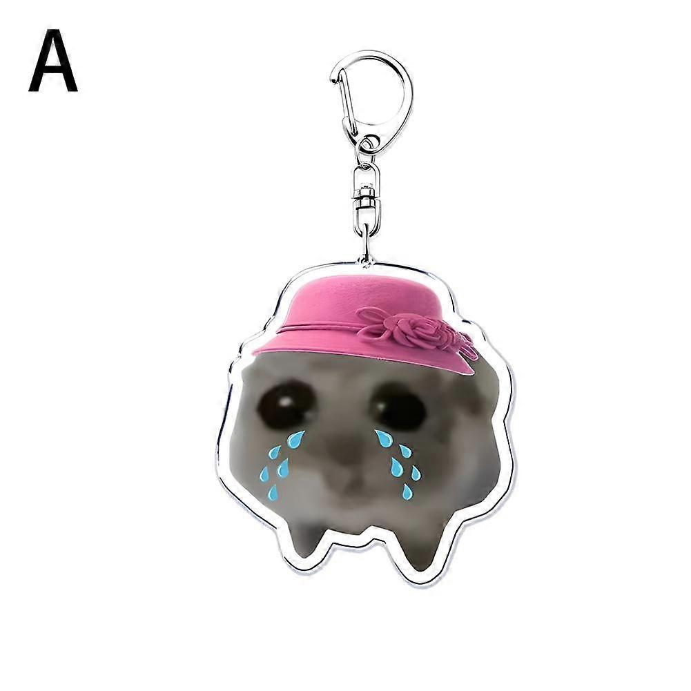 Funny Meme I Am Just A Girl Mini Cute Sad Hamster Key Chain Keyring Meme Keychain Girl Student Small Pendant Phone Chain Jewelry