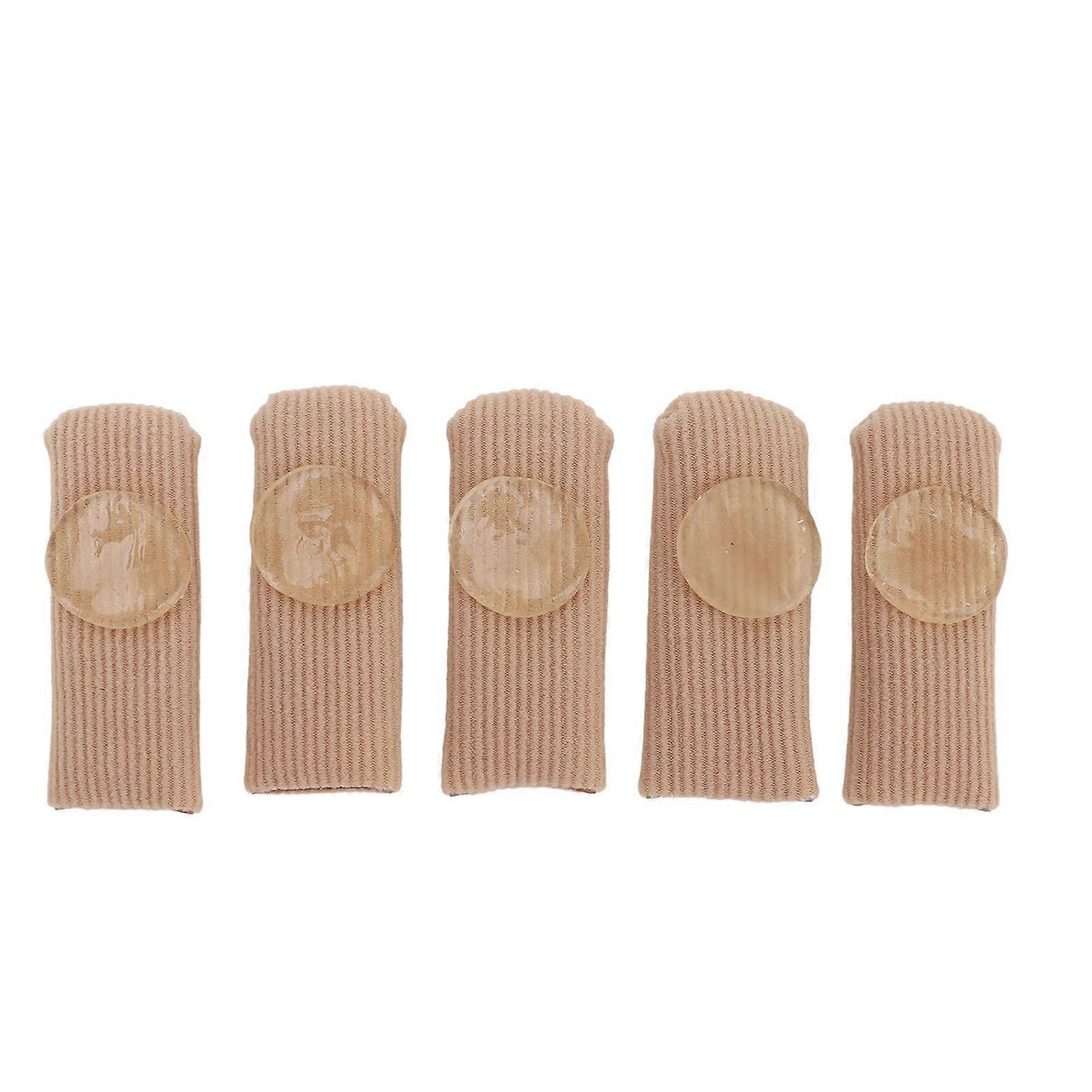 5pcs Toe Protector Reduce Soreness SEBS Closed Soft Toe Surface Fabric Sleeve Protectors Skin Color M 0.7 X 2.4in