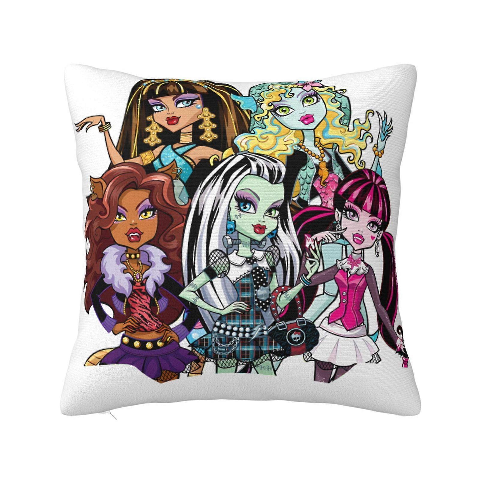 Monster High Super Soft Pillow Case Cover with Zipper for Bedroom, Sofa, Couch,Cozy Fuzzy Pillow Shams for All Seasons Square Pillow