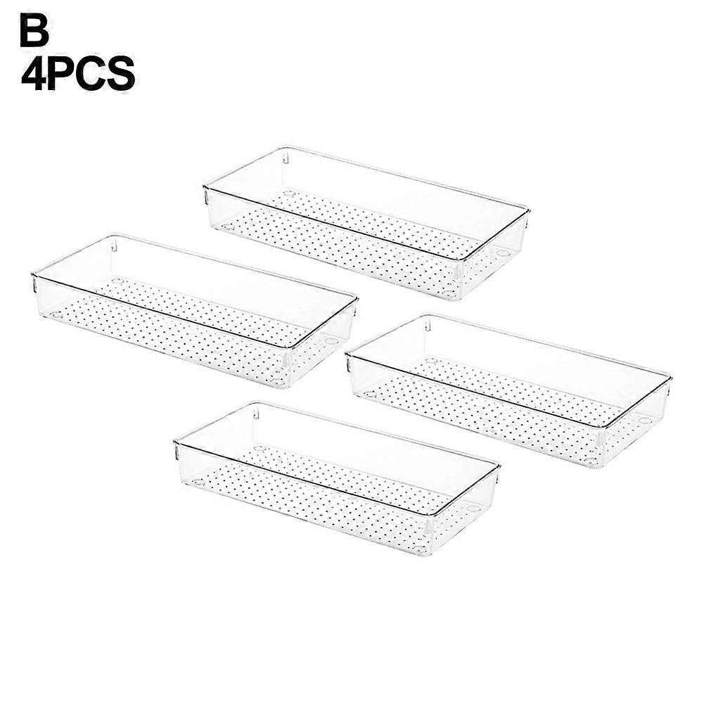 Drawer Organizer Divider Versatile Clear Drawer Storage Tray with Non-Slip for Pads, B 4PCS