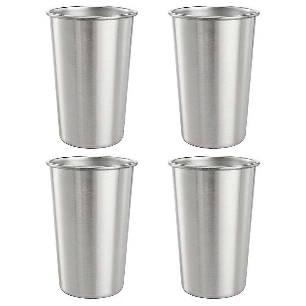 Stainless Steel Milk Cups for Drinking 4Pcs Small Beverage Cups Silver