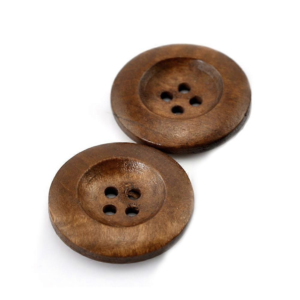 Concave Round Design Wood Sewing Button For Crafting 20 Pcs Ideal For Knitting And Accessories