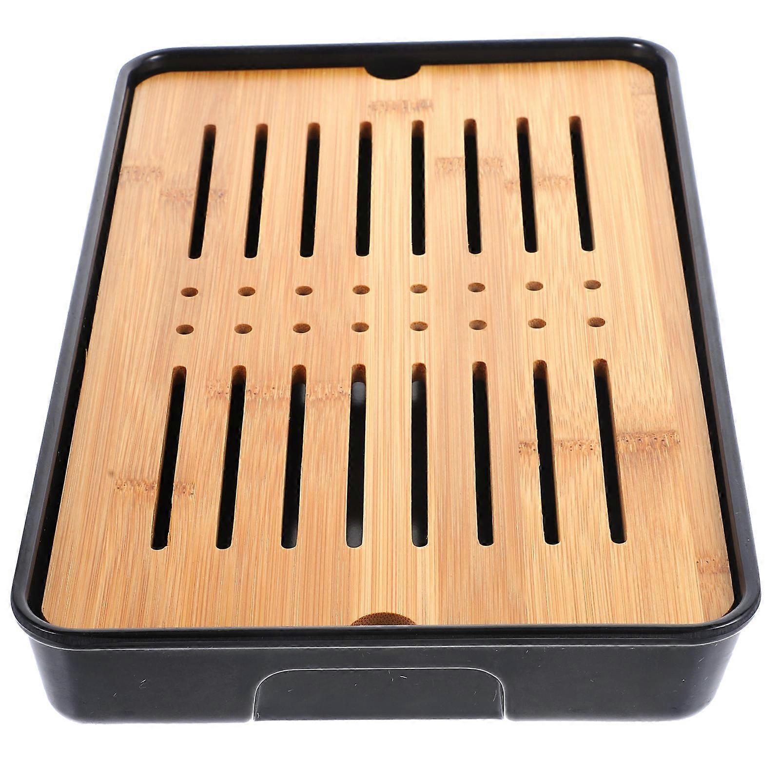 Rectangular Bamboo Tray Kitchen Item Food Storage Tableware Holder Minimalist Style 1Pcs