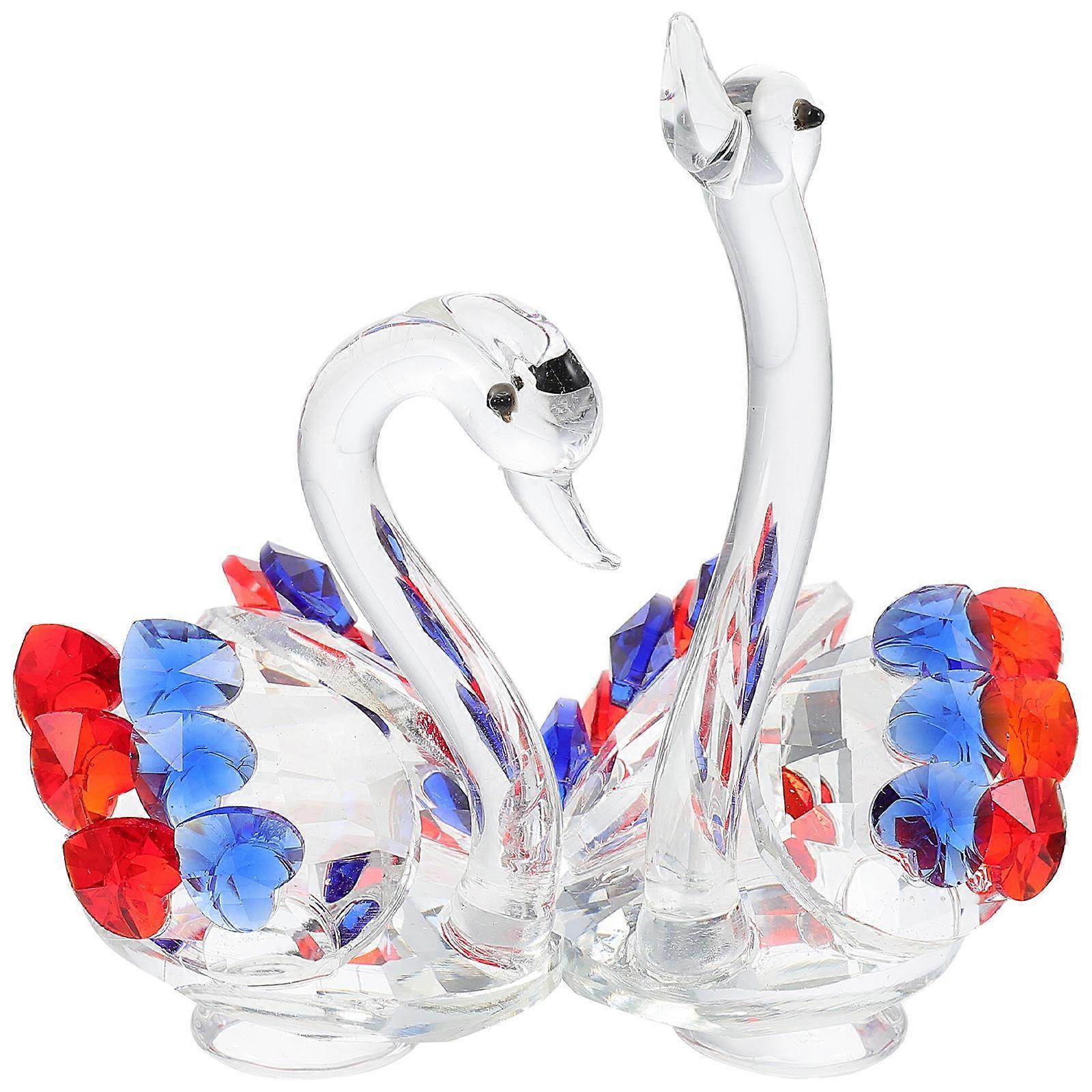 Crystal Swan Decoration Swan Figurine for Indoor Desktop 10Pcs Set
