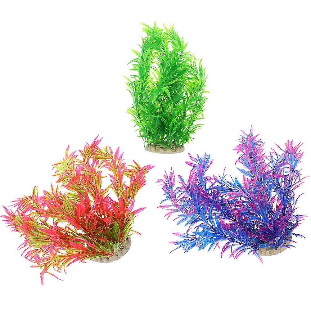 Colored Fish Tank Artificial Plant Figurine Providing A Decorative Element And Fish Hiding Place For Aquariums 3Pcs