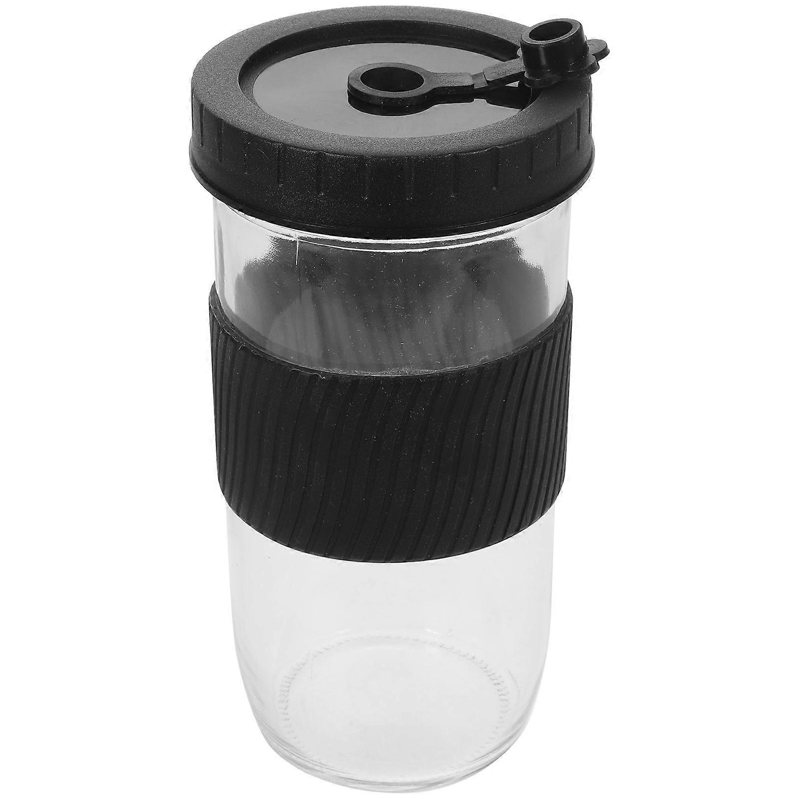 Black Glass Cup with Lid for Storage Use Household Multi-Functional Beverage Cup