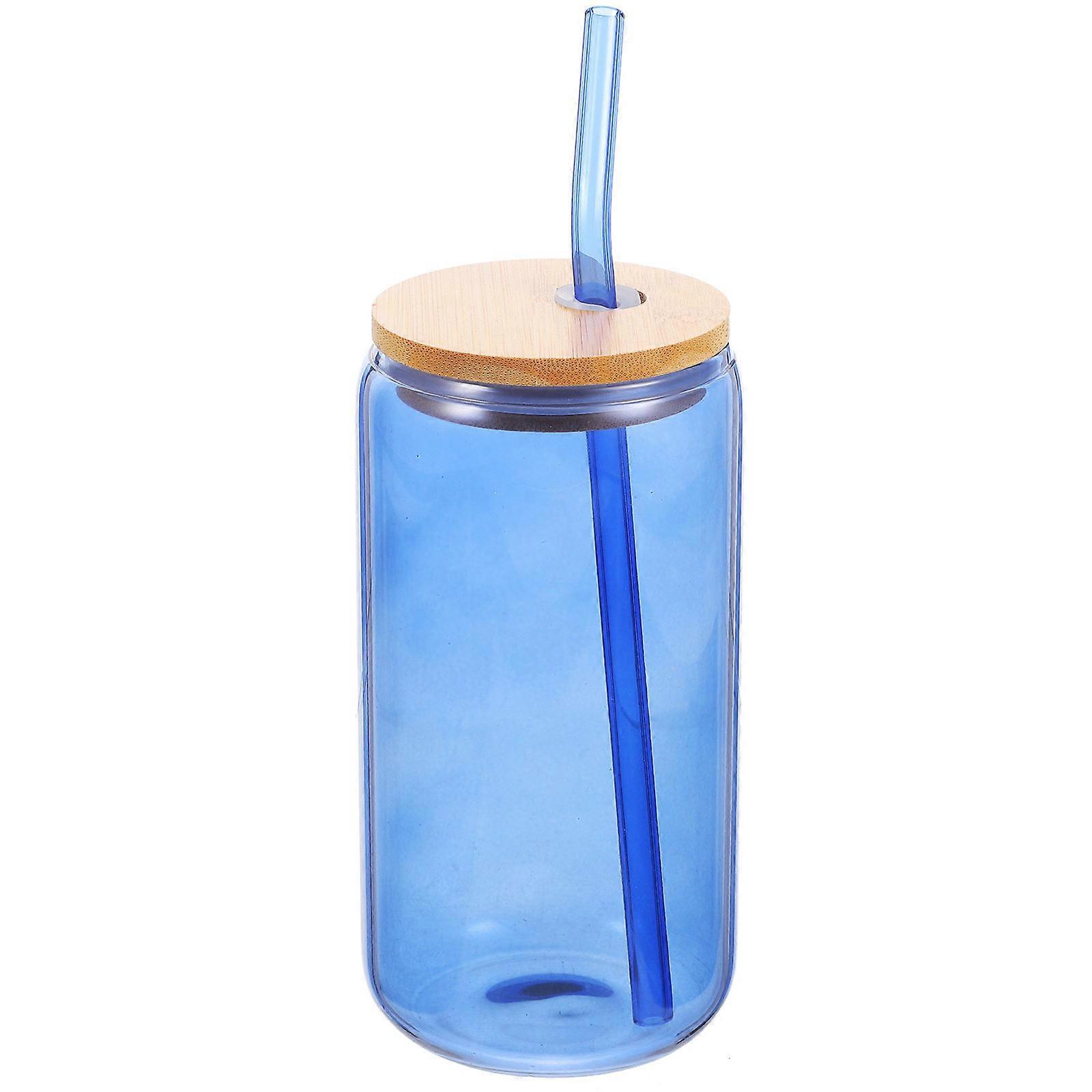 Glass Straw Cup Transparent Juice Cup Multifunctional Beverage Cup Reusable Heat-Resistant 1 Set