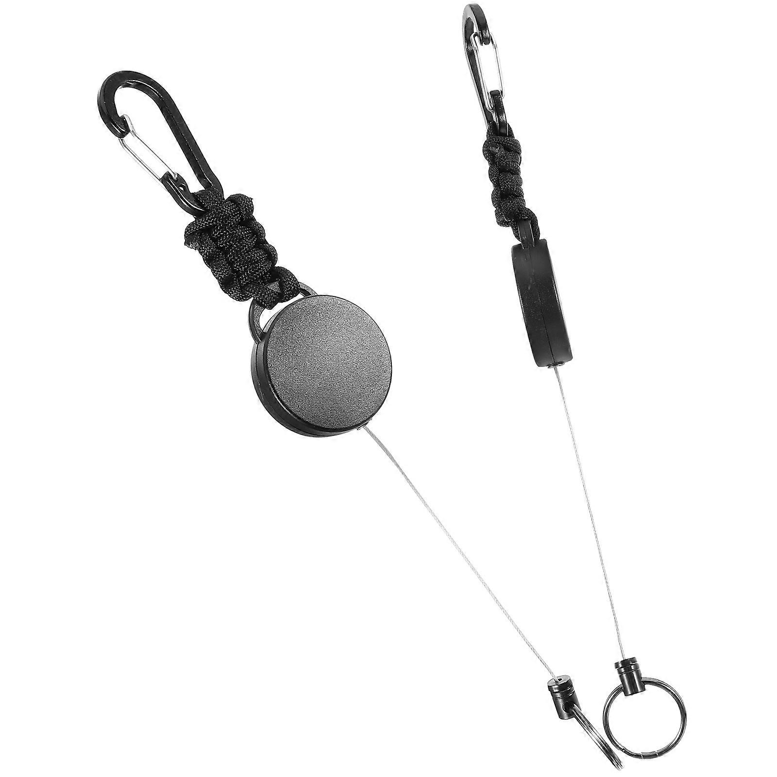Black Retractable Key Ring Climbing Keychain for Anti-Lost Use 8Pcs