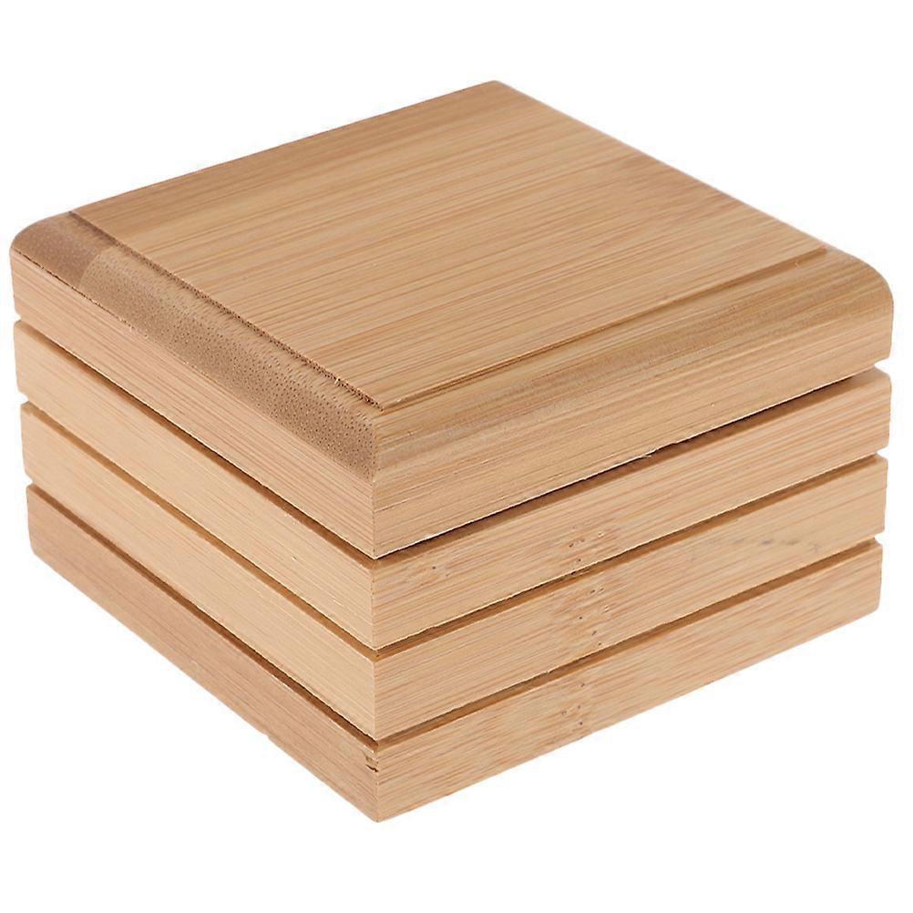 Bamboo Soap Holder With Lid For Bathroom Use Beige Square Soap Case Storage Holder 1Pack