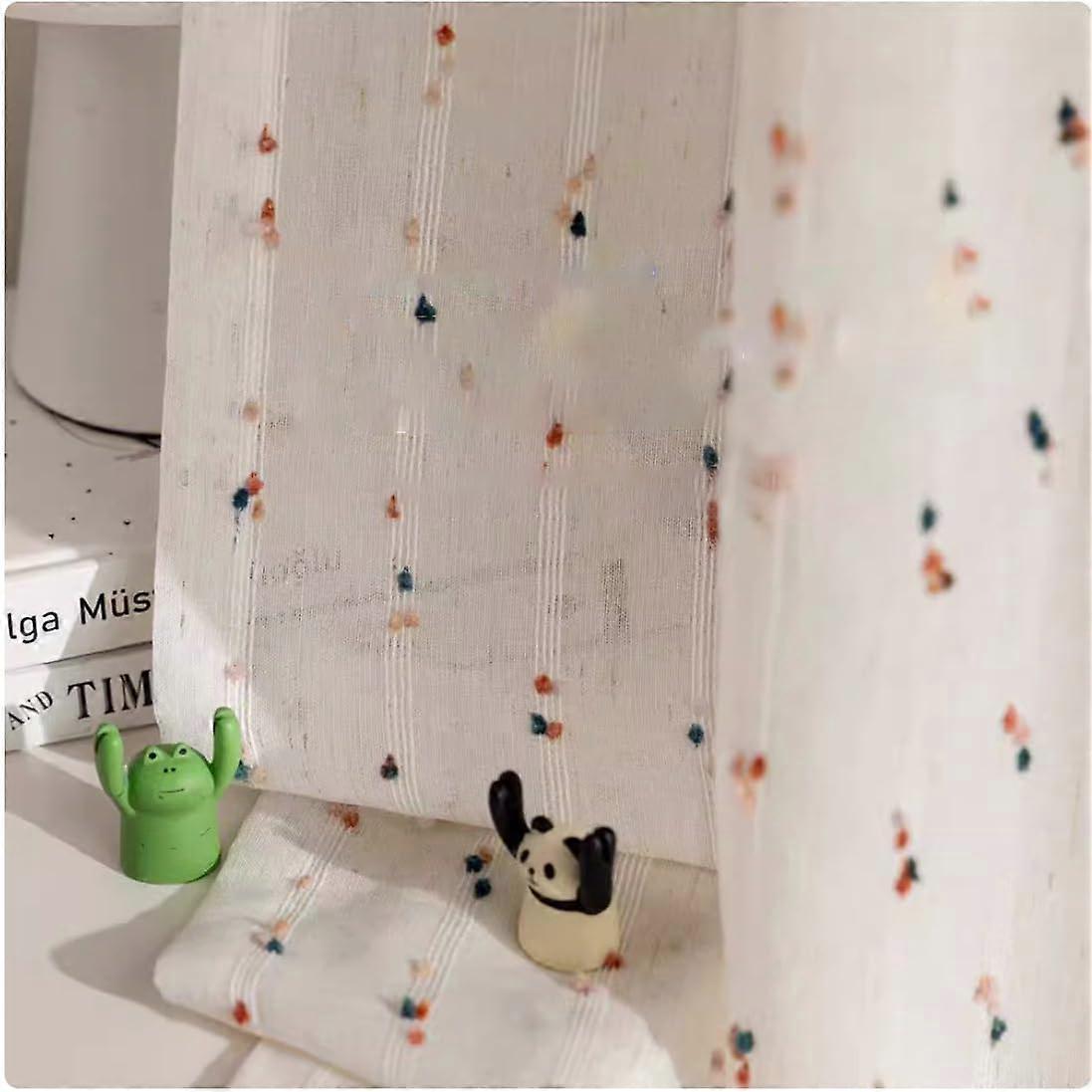 White Voile Blackout Curtains for Bedroom 87" Wide x 107" Drop Eyelet Sheer Linen Net Thermal Panel with Lace Design