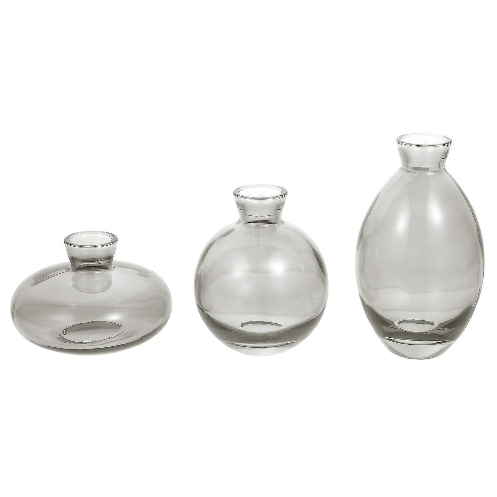Creative Glass Vase Desktop Decor for Storage with 6Pcs Grey Set