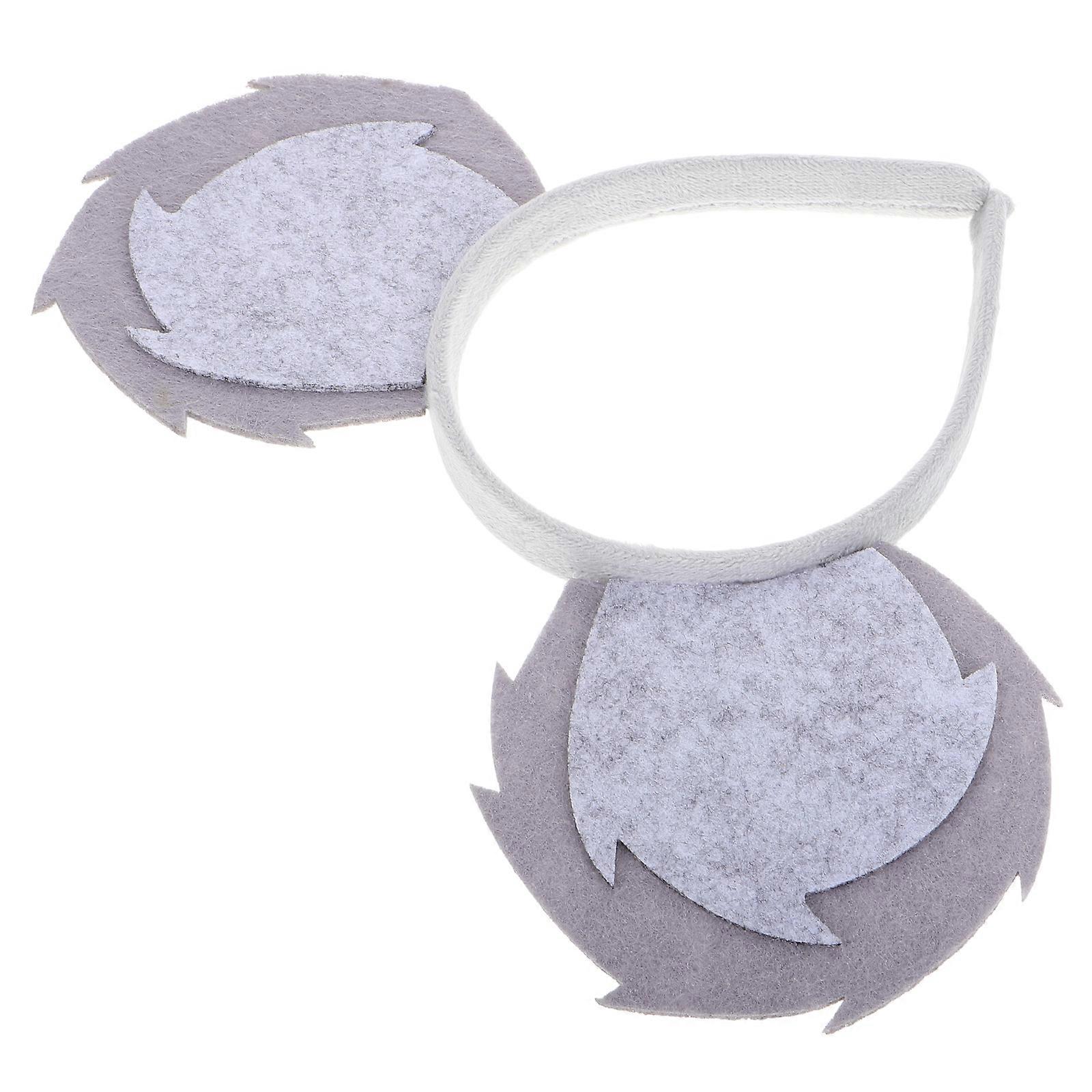 3Pcs Animal Cosplay Headpiece Suitable For Halloween And Themed Parties With Comfortable Non-Woven Fabric Dark Grey Koala Ears And Mouse Ears