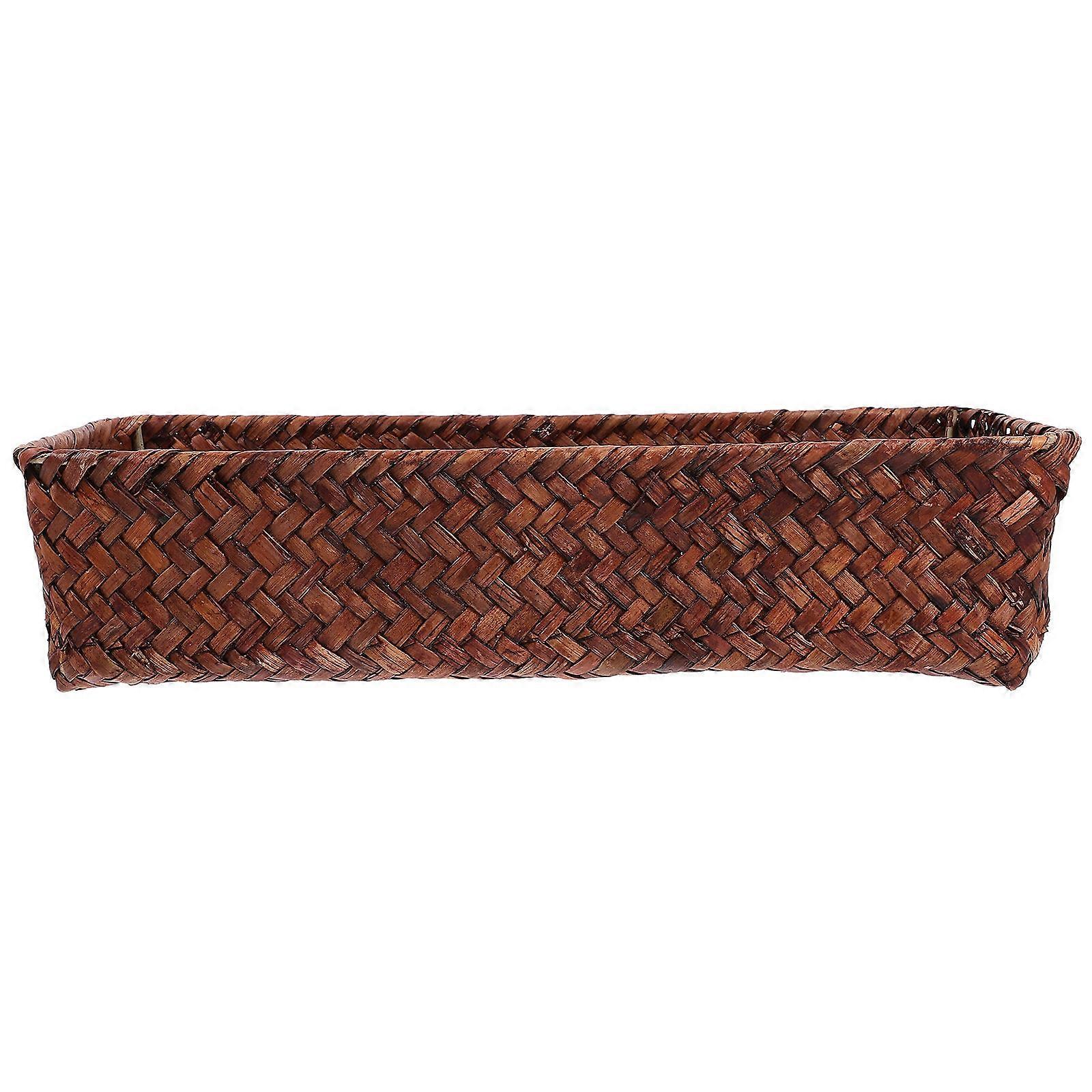Multi-Functional Woven Basket For Home Decoration And Storage With Rectangular Shape In Coffee Color 3Pcs Set