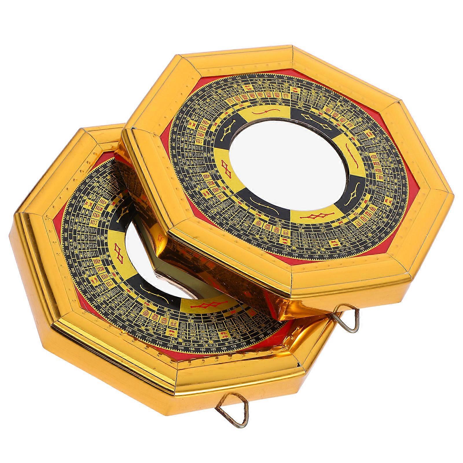 Traditional Feng Shui Mirror Alloy Bagua Mirror for Luck 6Pcs for Business