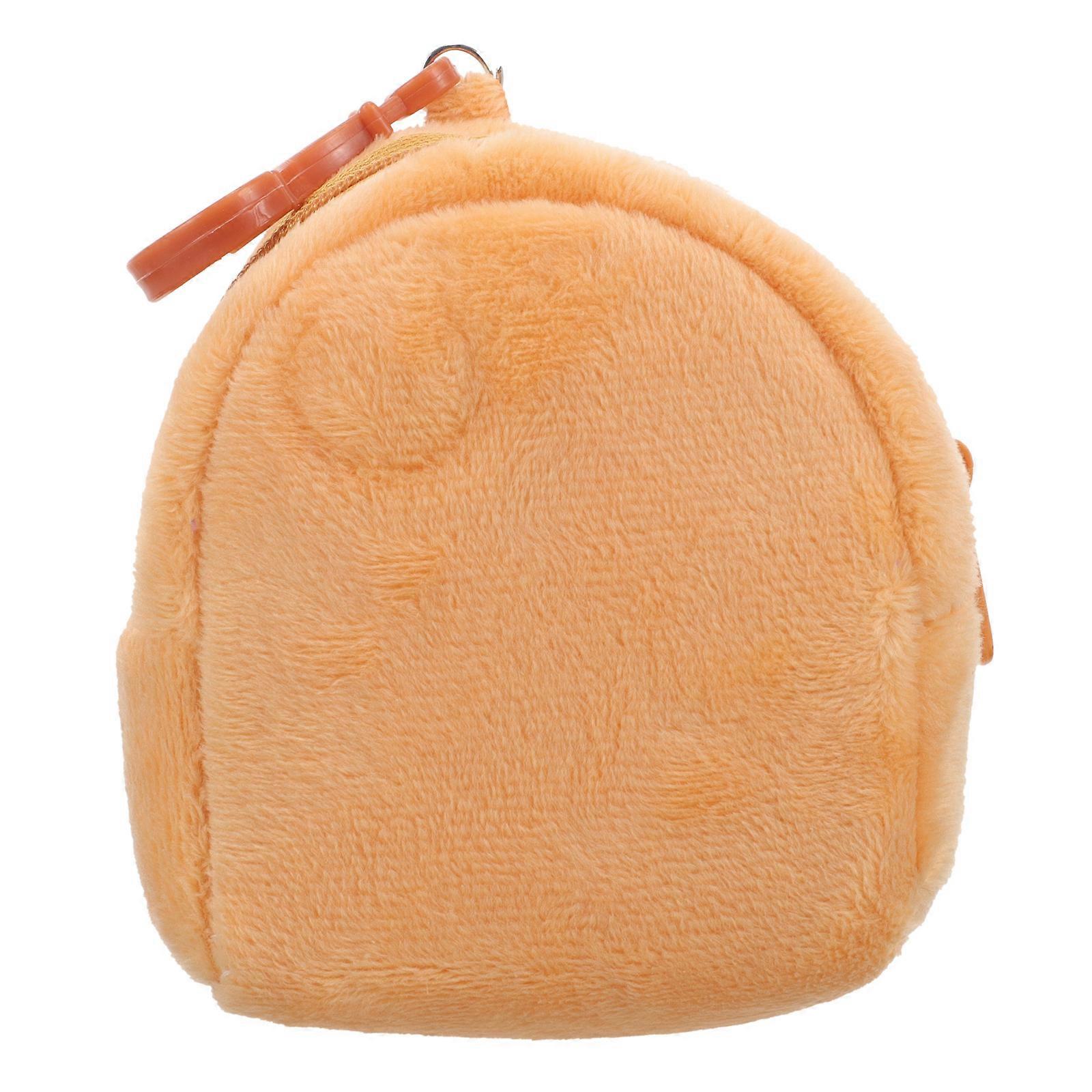 4Pcs Plush Coin Purse Keychain for Storage Brown Small Soft Pouch