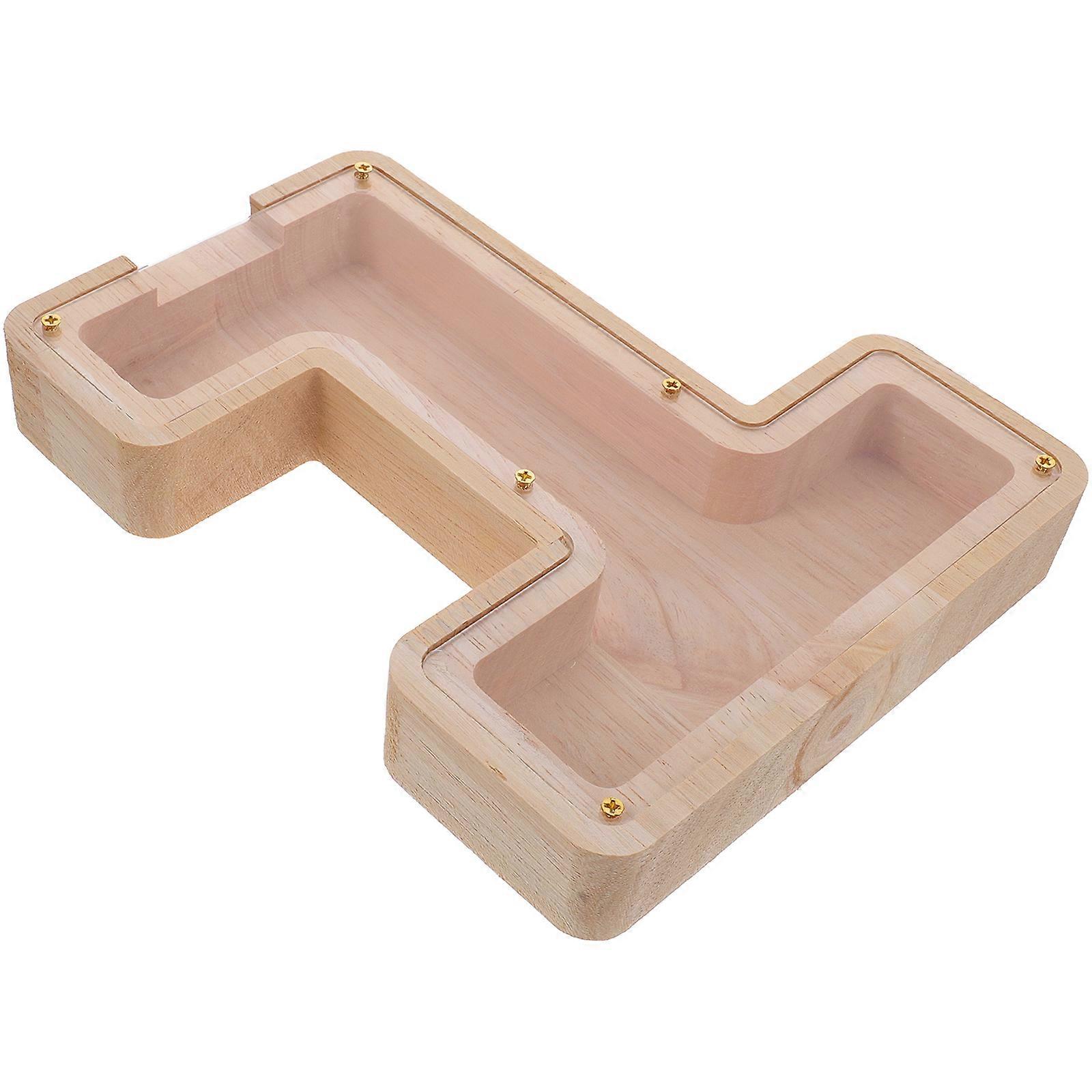 Multi-Functional Wooden Piggy Bank for Storage 5Pcs Clear Jar