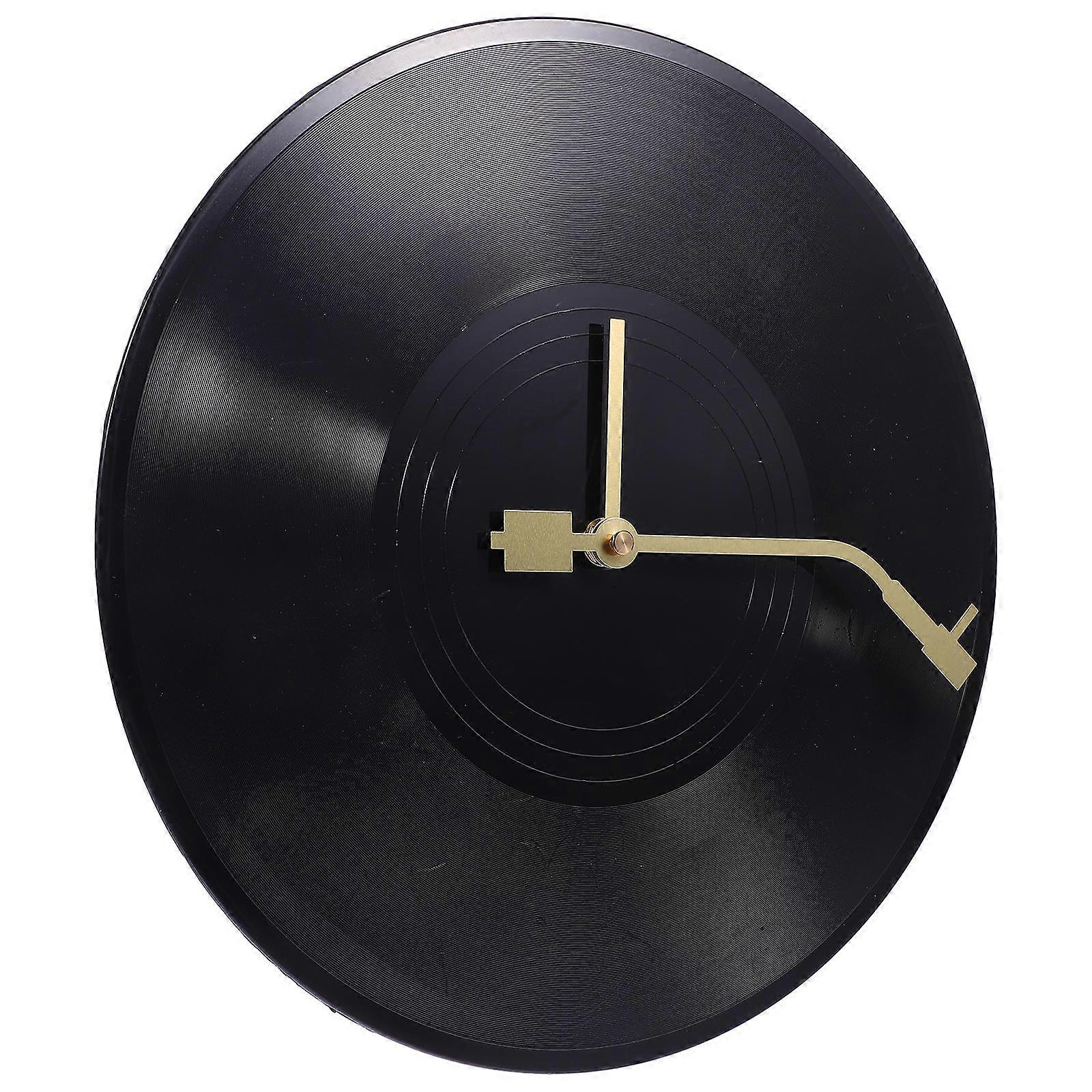 Plastic Vinyl Record Wall Clock for Office Decor with 5Pcs Hanging Clocks