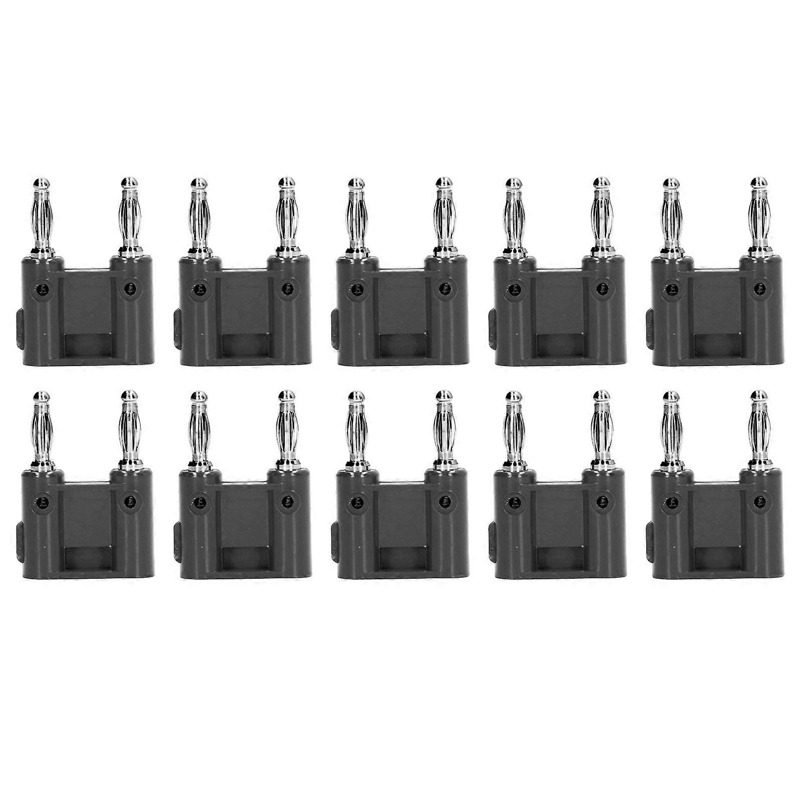 10Pcs 2 Way Banana Plug Brass PE Double Banana Socket for Electronic Instruments AutomobilesBlack