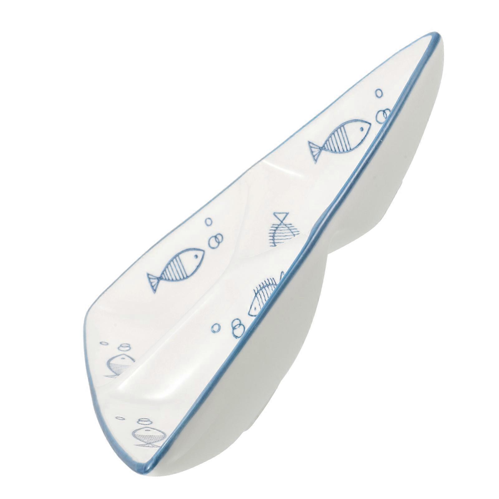 Blue Ceramic Dinner Plate for Serving 3Pcs Divided Portion Control Tray