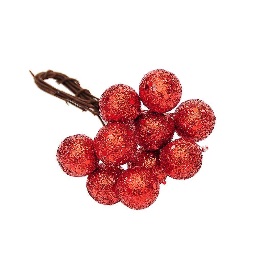 Fake Berries Mini Christmas Branch for Decoration 30Pcs Red Shiny Xmas